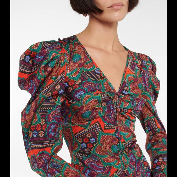 NWOT Veronica Beard Simmons V-neck Puffed Long Sleeve Silk Fitted Blouse SIZE 10 - Picture 2 of 8